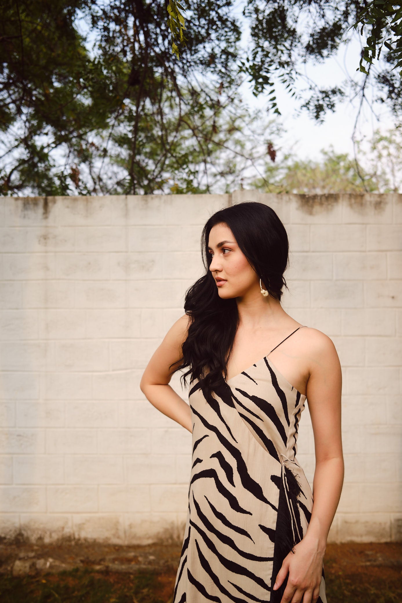 Animal print one strap dress