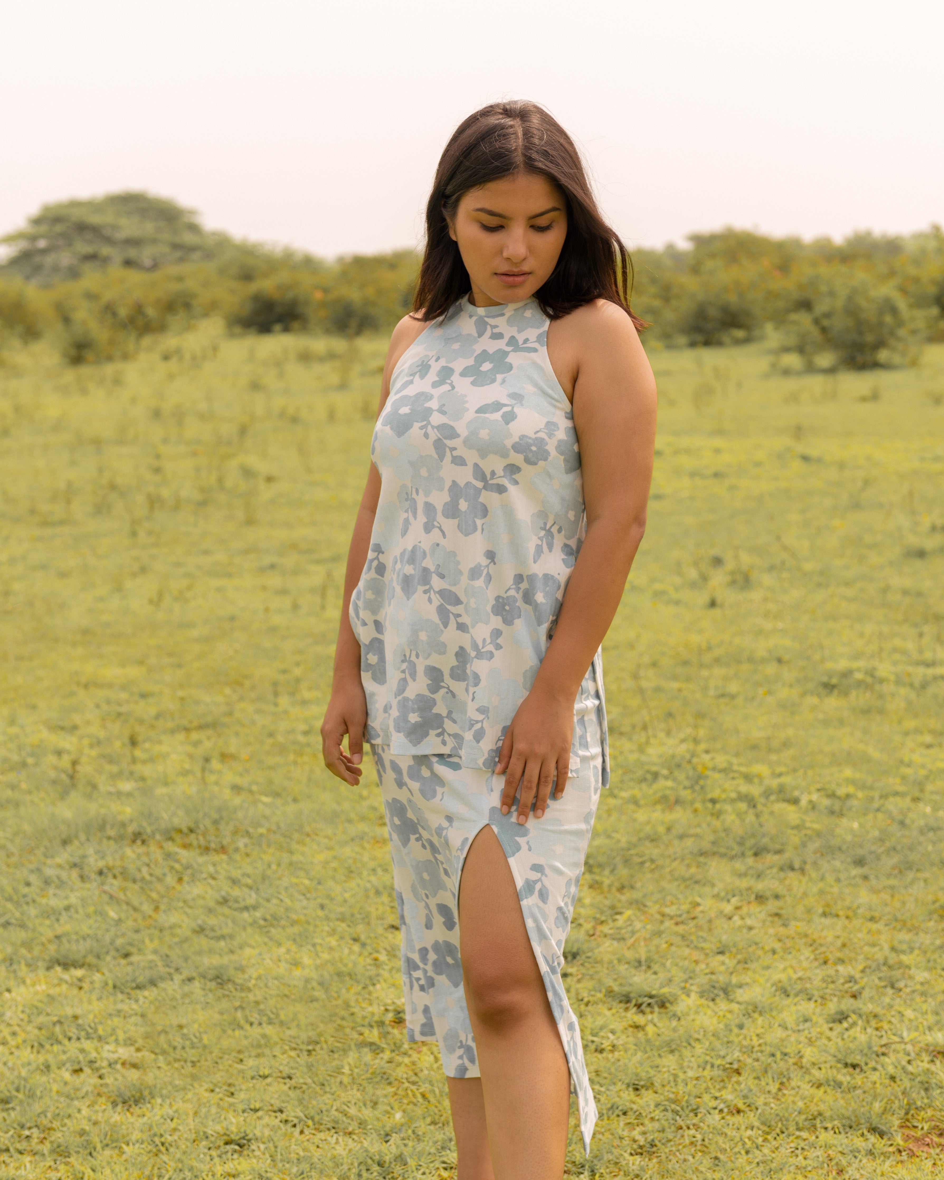 Pansy mock neck top