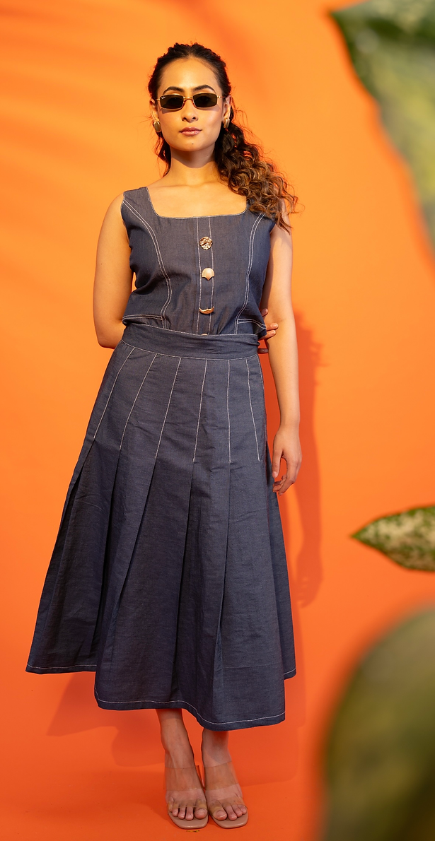 Denim Skirt and Top