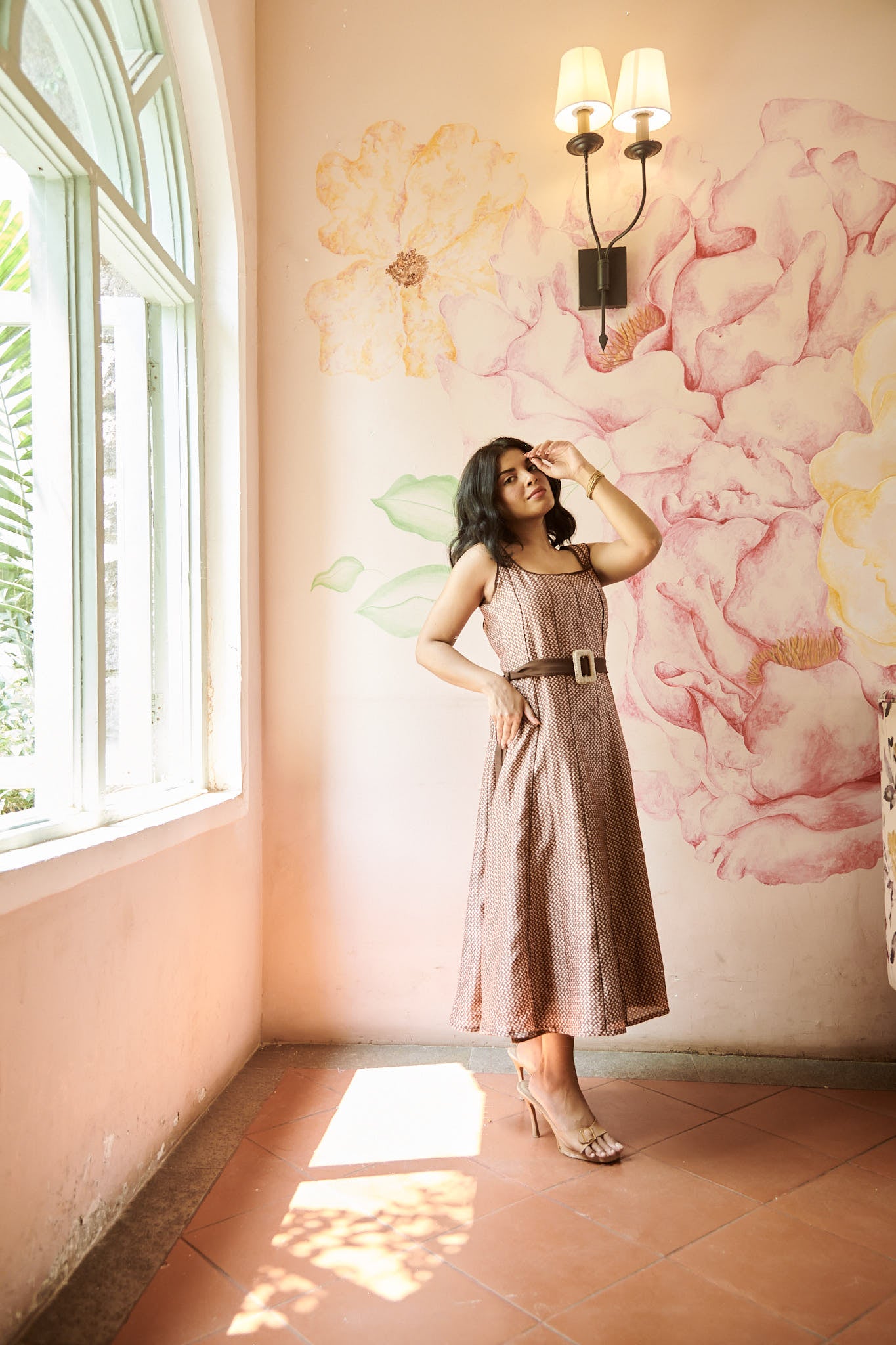Brown Peony Dress