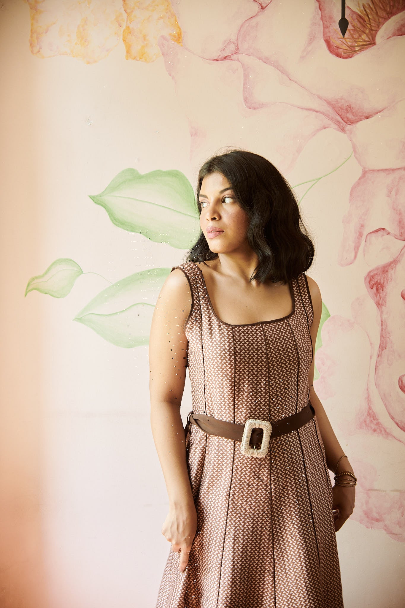 Brown Peony Dress